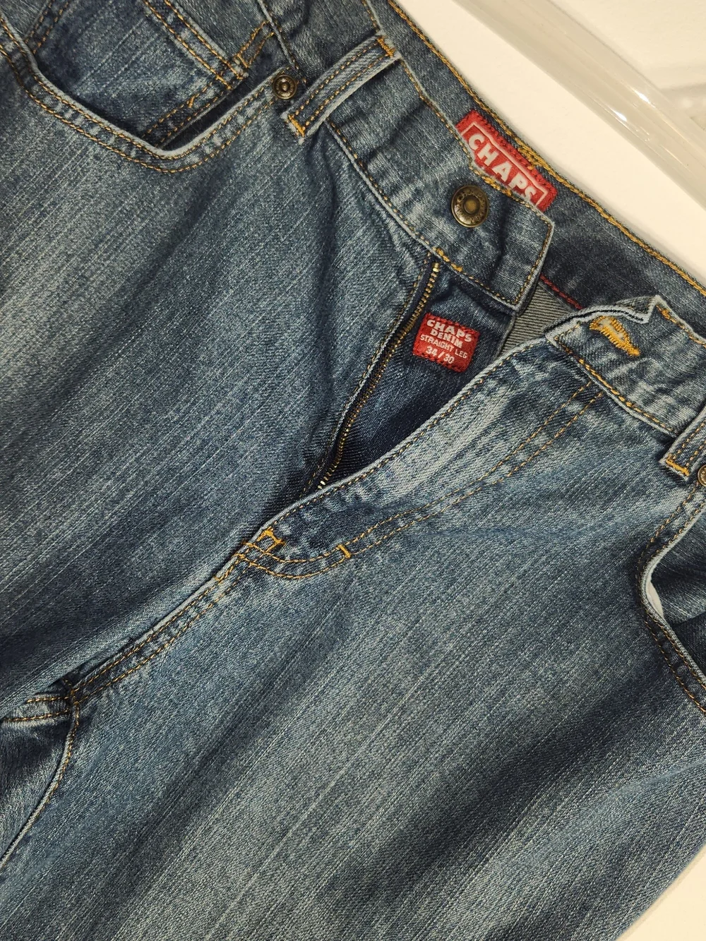 Chaps Blue Denim Straight-Leg Jeans 34/30. Nice